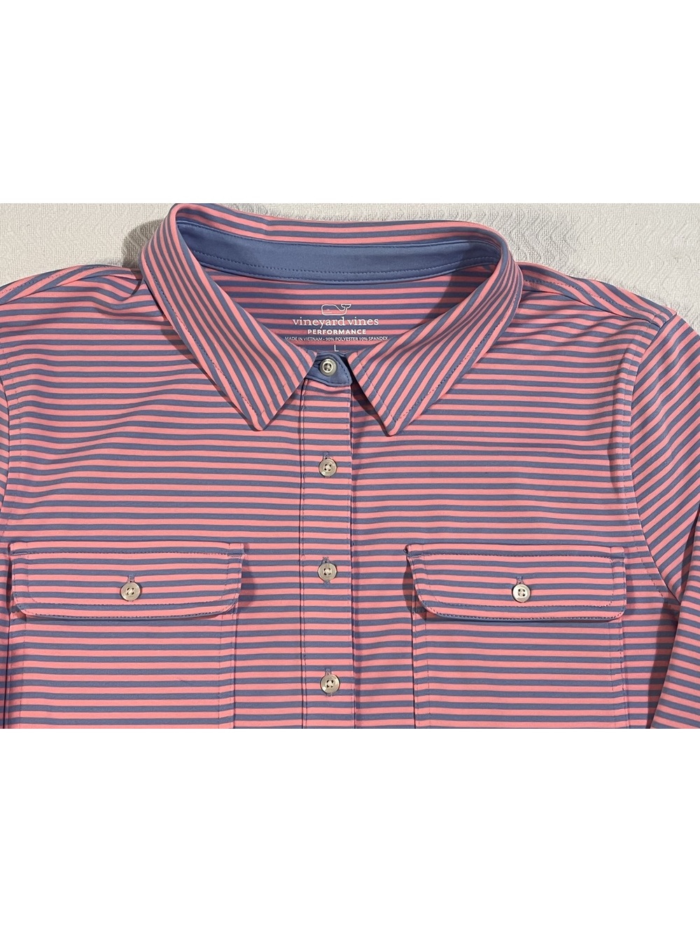 Vineyard Vines Performance Pink and Blue Striped Polo Dress